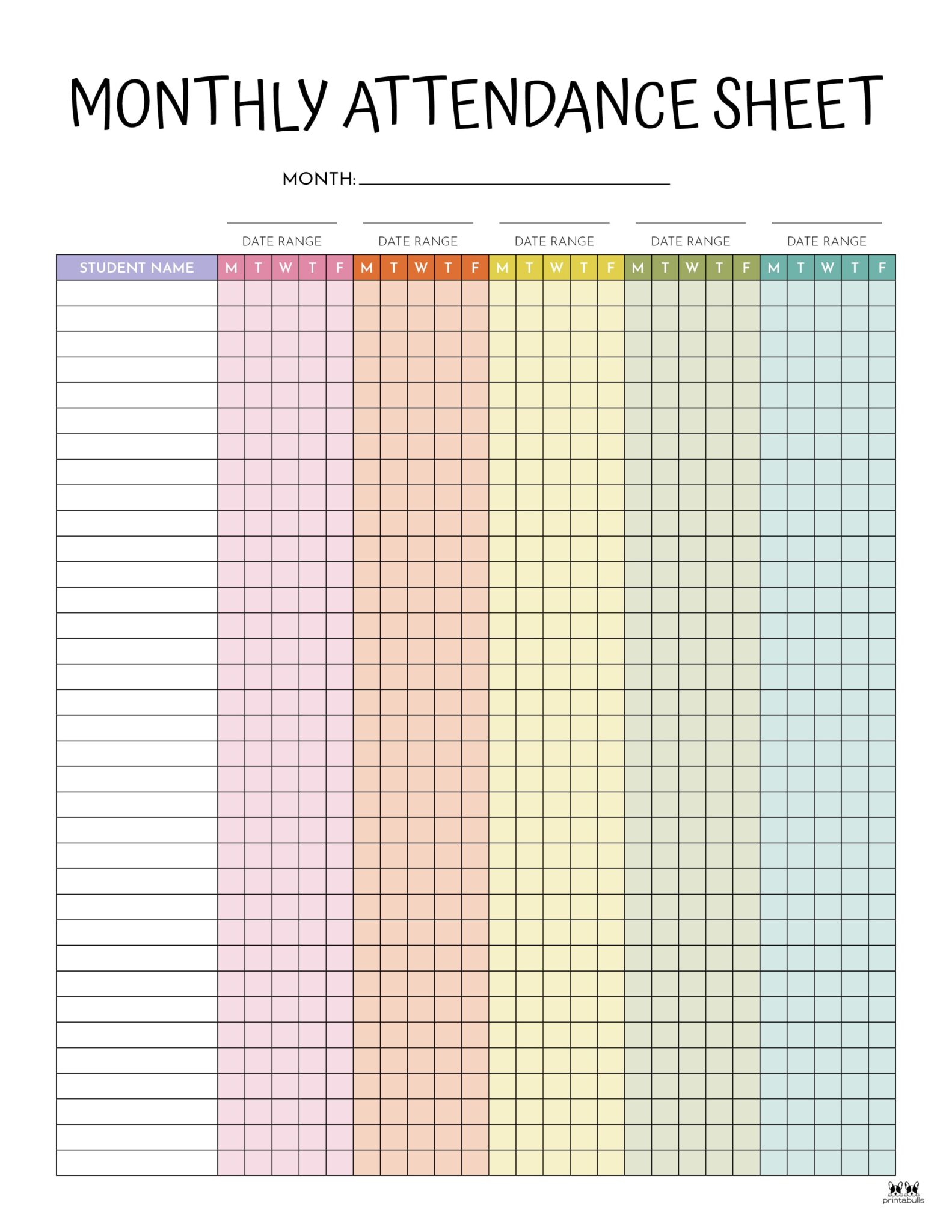 Attendance Sheets 52 FREE Printables Printabulls