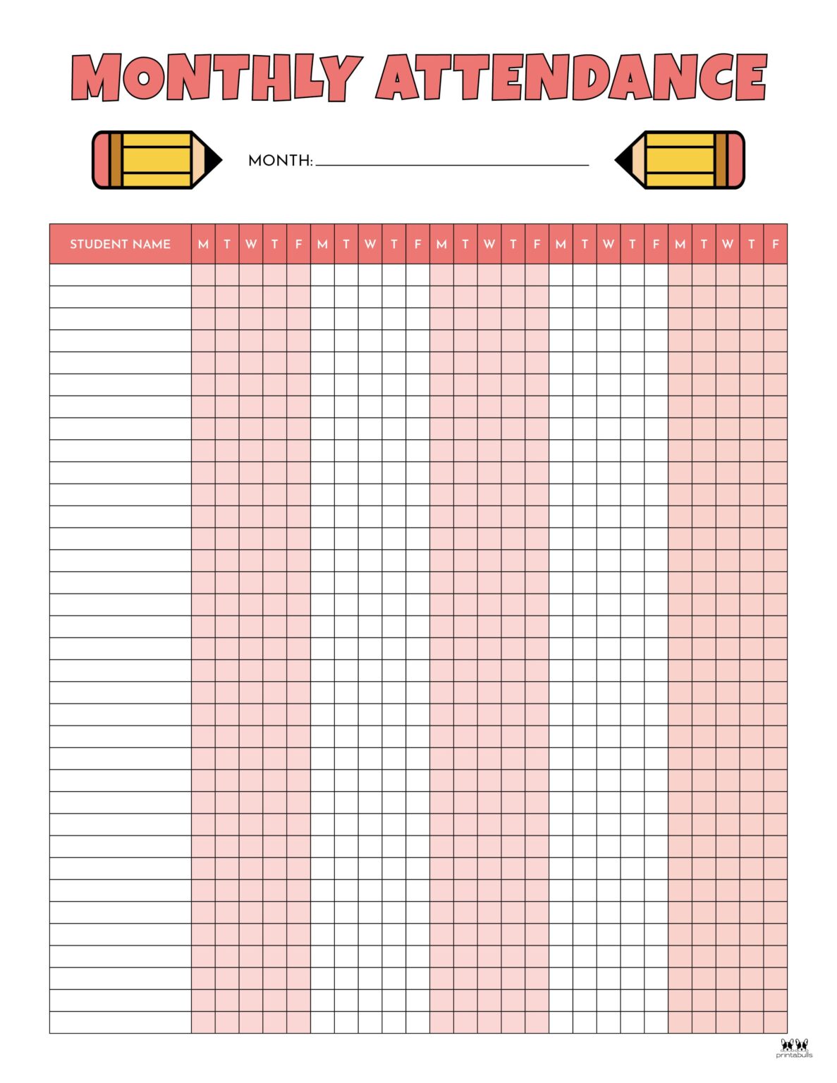 School Attendance Sheets Free Printables