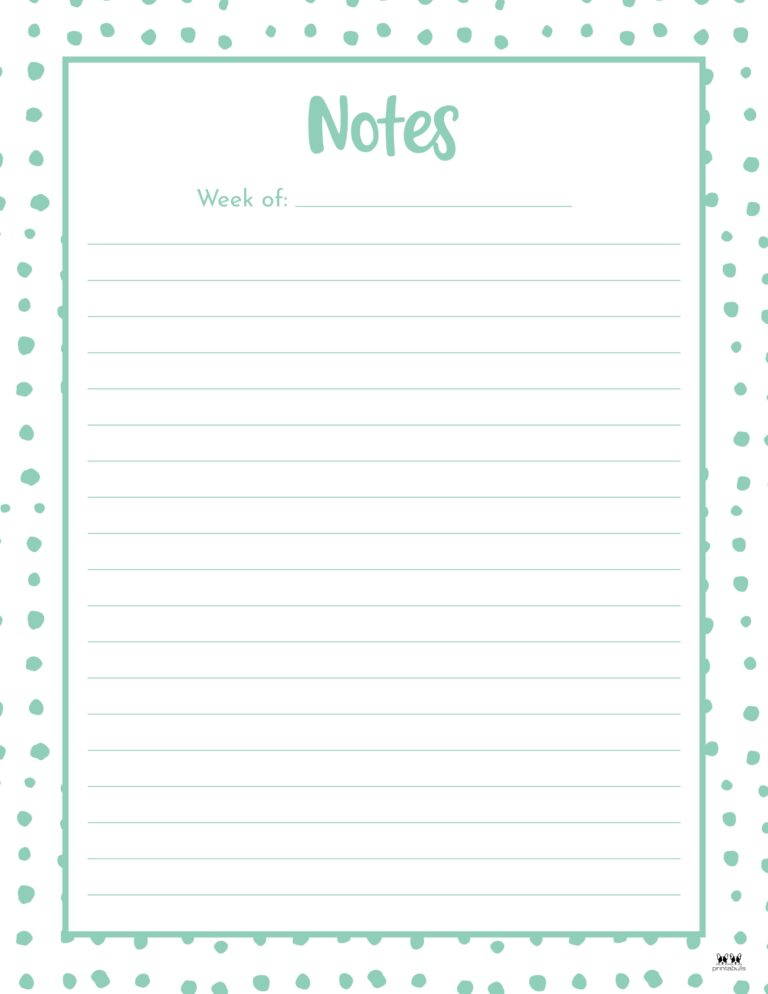 Note Pages & Templates - 30 FREE Printables | Printabulls