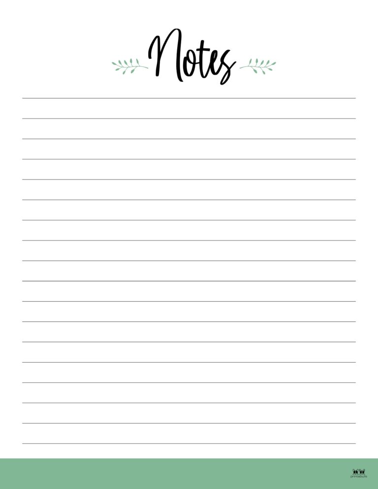 Note Pages & Templates - 30 FREE Printables | Printabulls