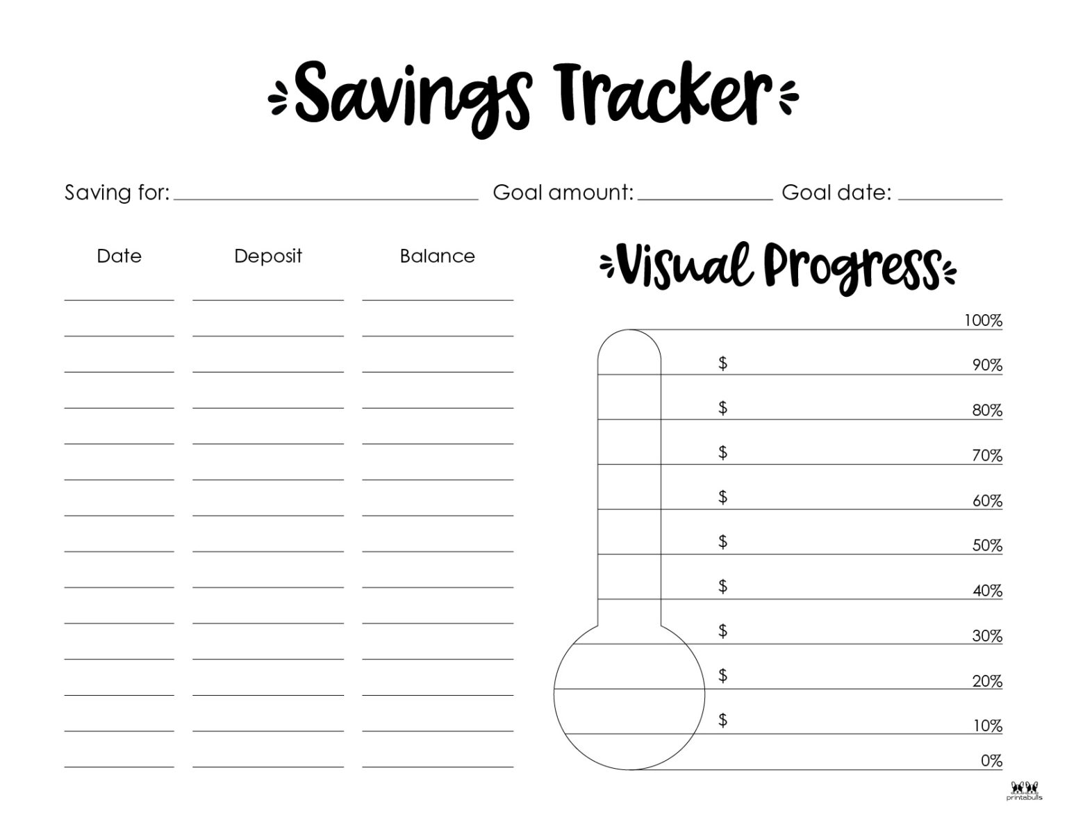 savings tracker planner printable