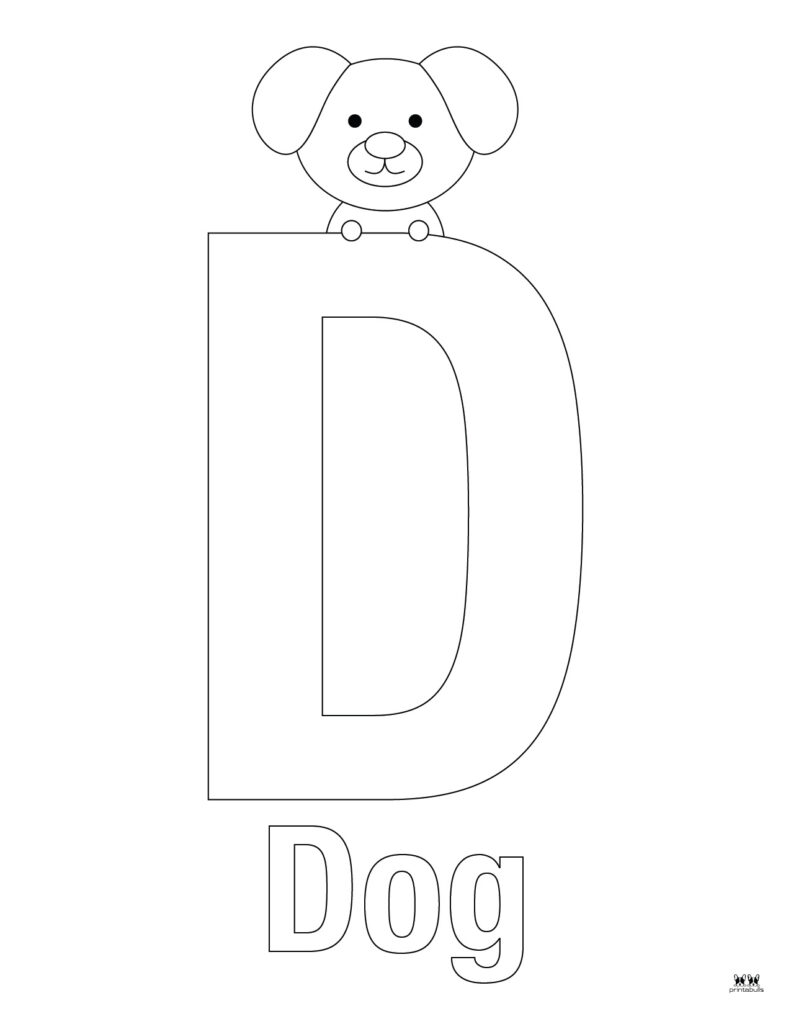 Alphabet coloring book card for children with the letter D and a dog.  Educational card for kids. The word dog, the English alphabet. Vector  illustration. 17657309 Vector Art at Vecteezy
