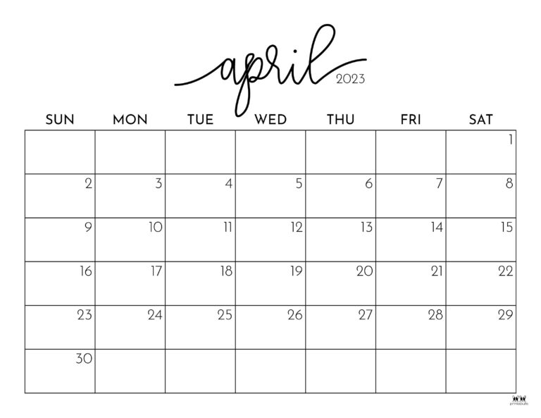 April 2023 Calendars - 50 FREE Printables | Printabulls