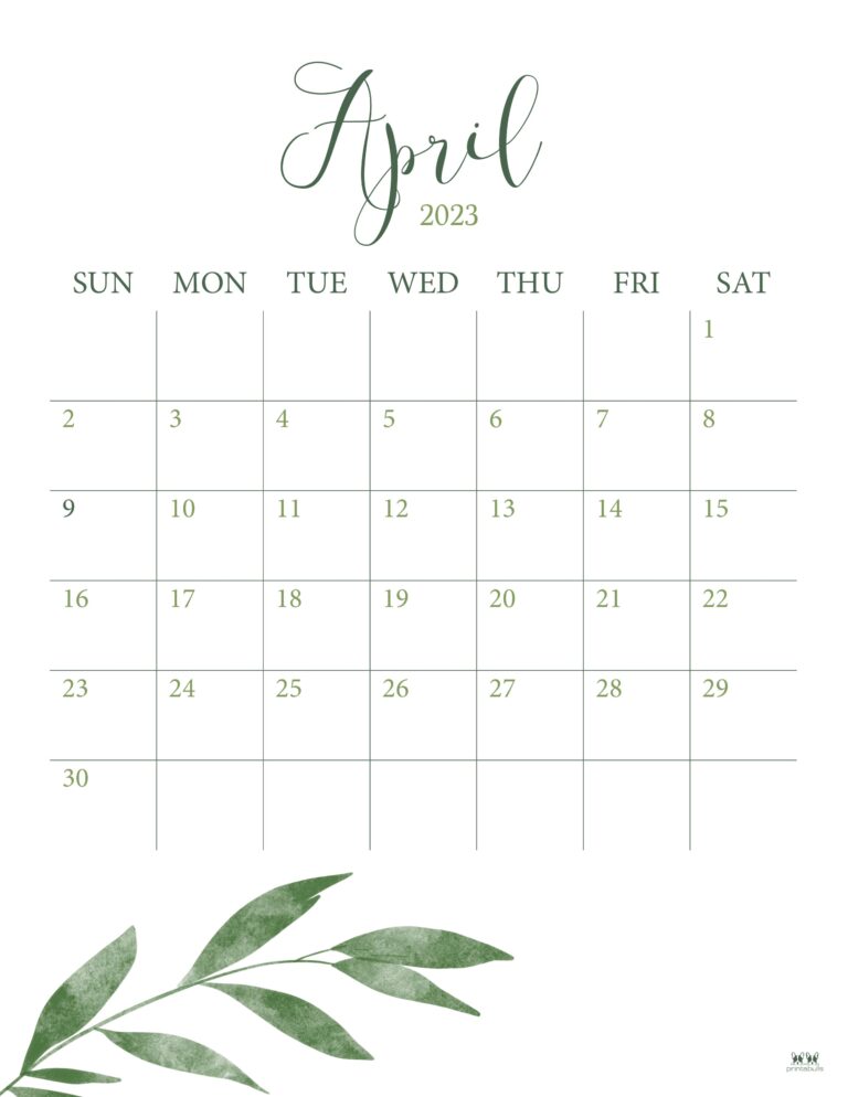 April 2023 Calendars - 50 FREE Printables | Printabulls