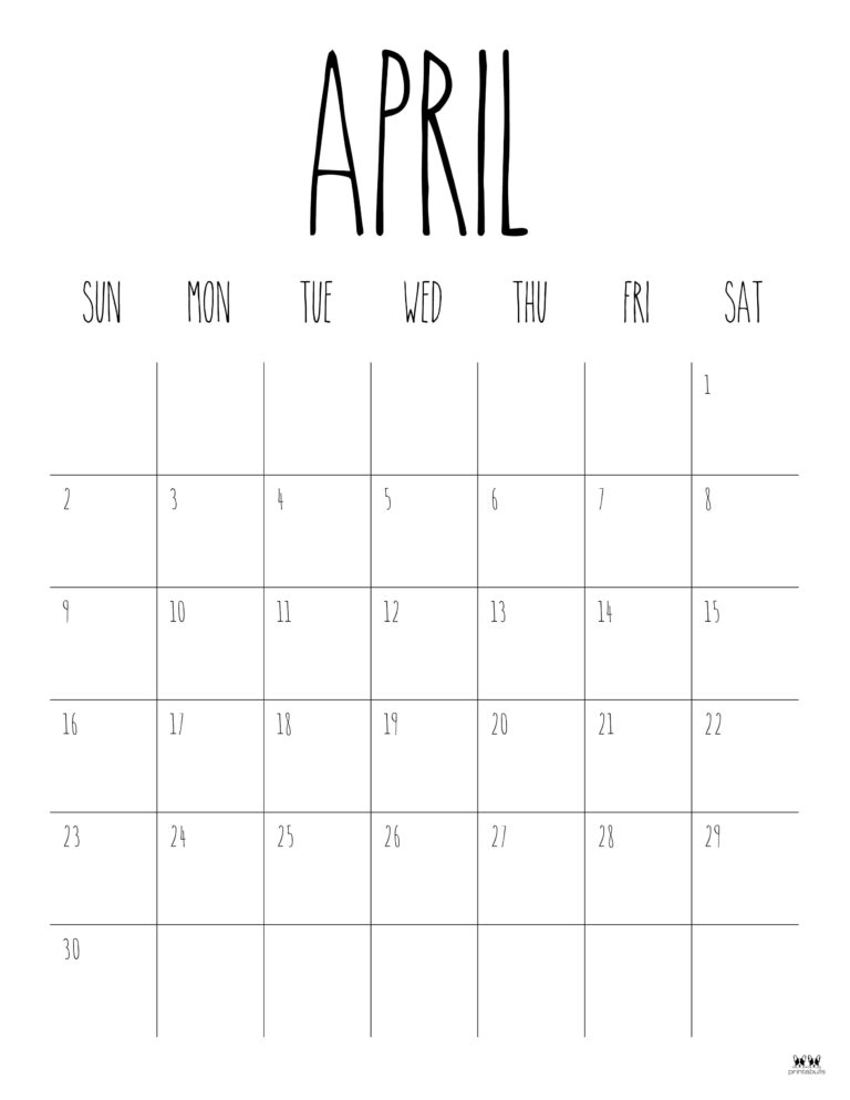 April 2023 Calendars - 50 FREE Printables | Printabulls