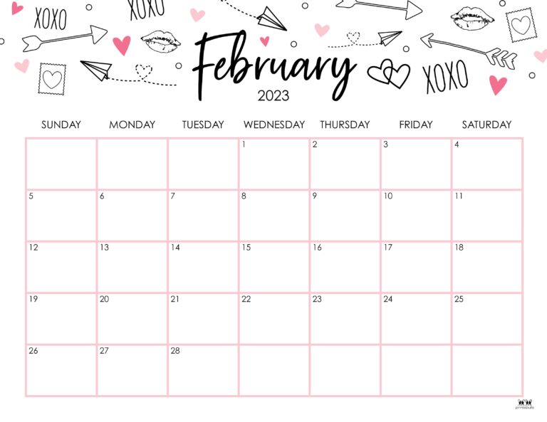 February 2023 Calendars - 50 FREE Printables | Printabulls