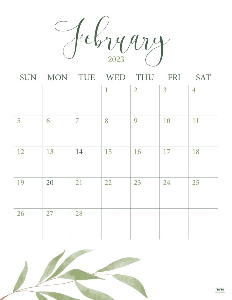 February 2023 Calendars - 50 FREE Printables | Printabulls