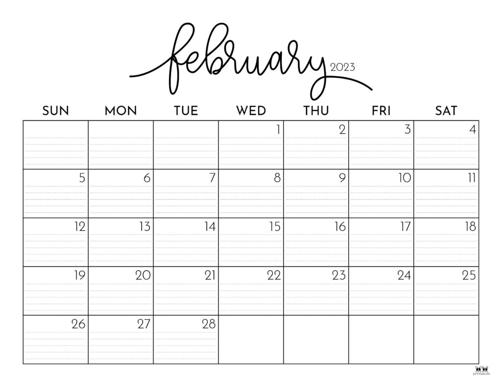 Calendar 2023 February Month Printable Template Calendar