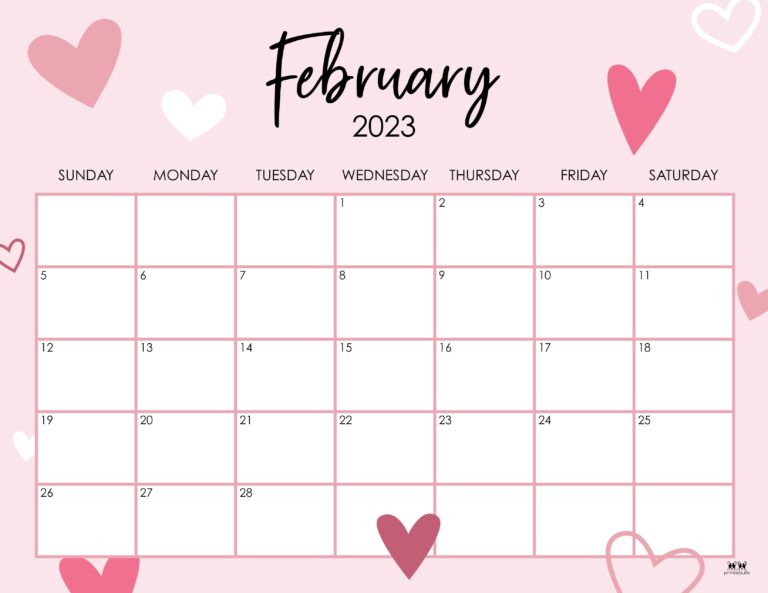 February 2023 Calendars - 50 FREE Printables | Printabulls