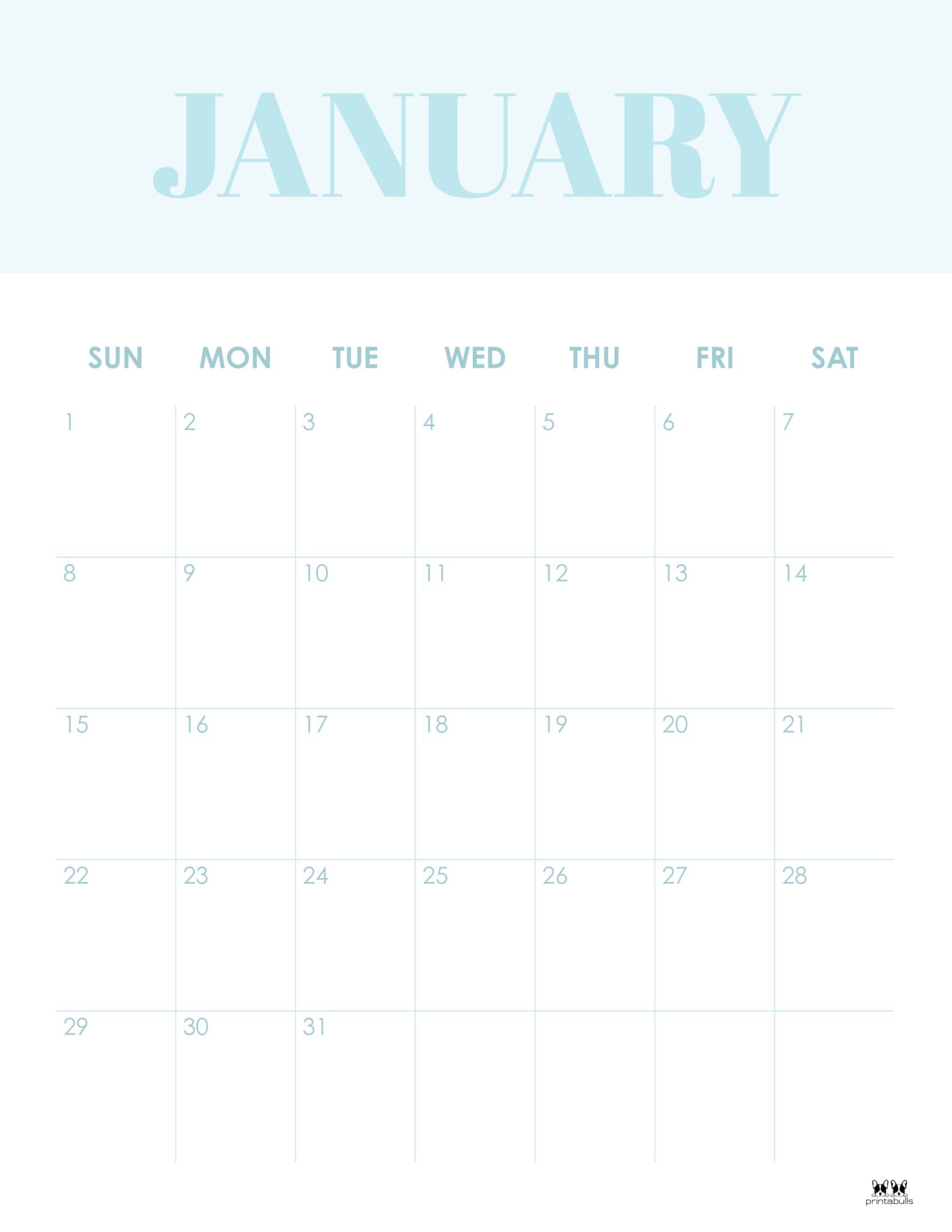 January 2023 Calendars - 50 FREE Printables | Printabulls