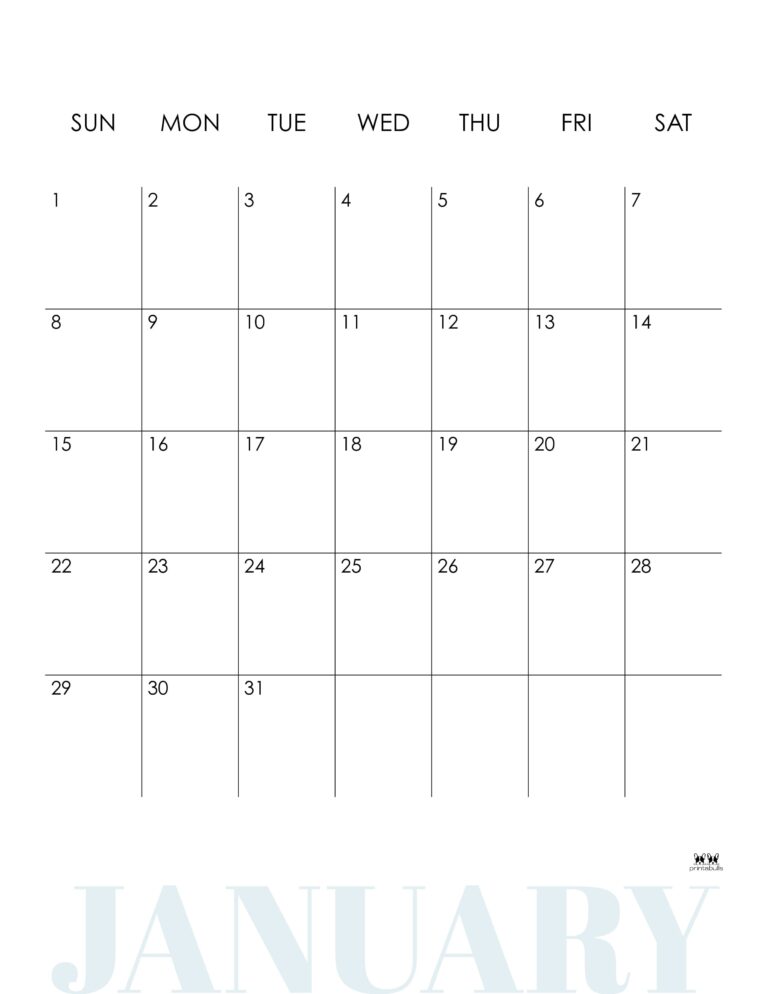 January 2023 Calendars - 50 FREE Printables | Printabulls