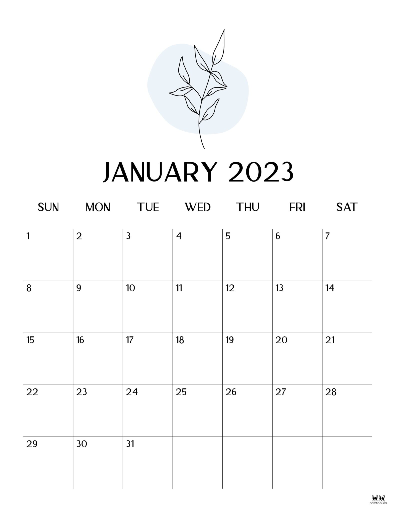 January 2023 Calendars - 50 FREE Printables | Printabulls