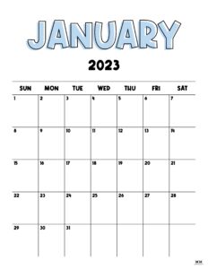 January 2023 Calendars - 50 FREE Printables | Printabulls