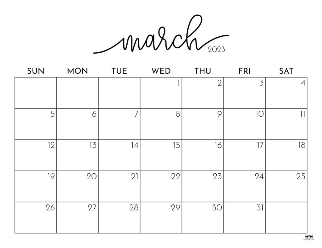March Printable Calendar Free