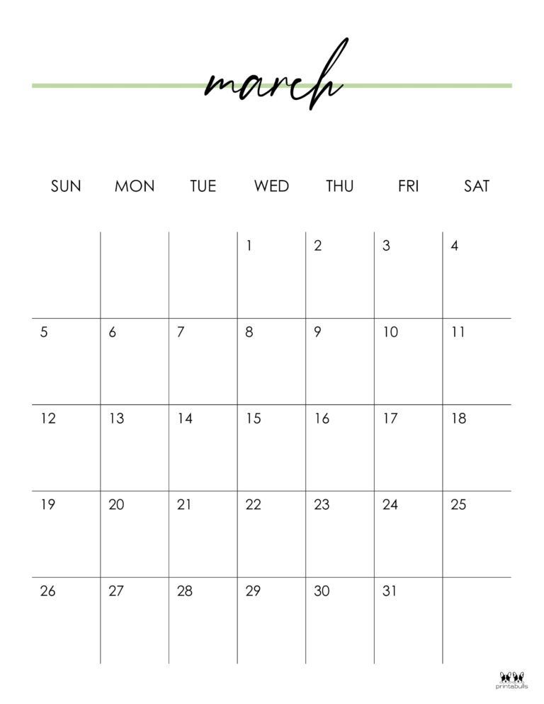 March 2023 Calendars - 50 FREE Printables | Printabulls