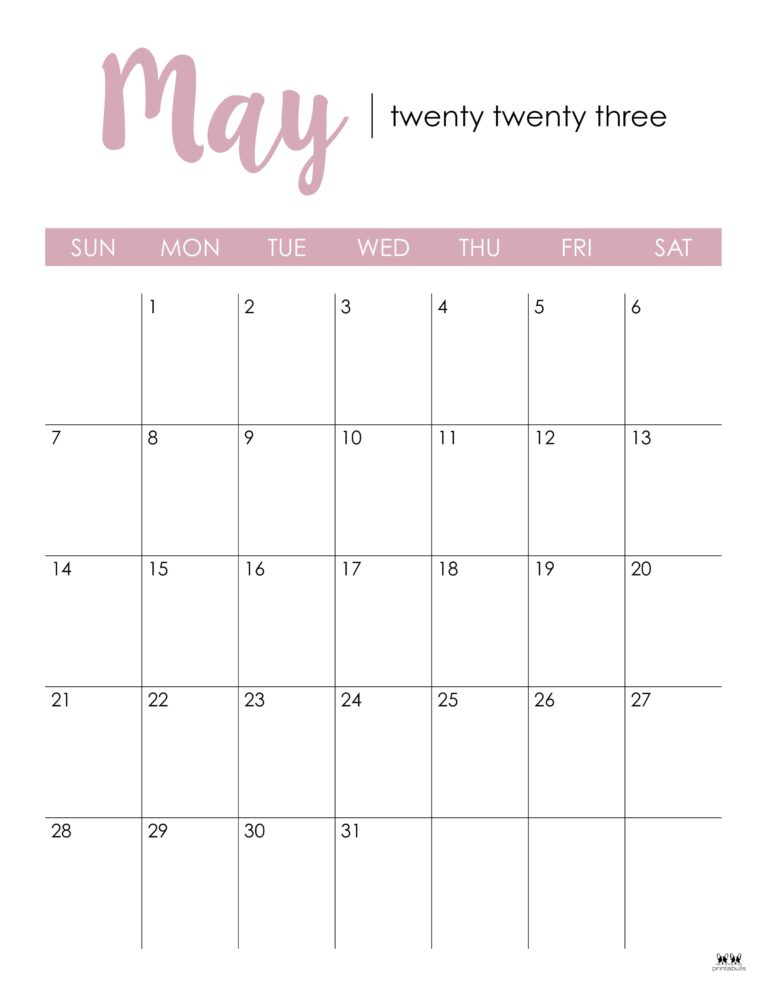 May 2023 Calendars - 50 FREE Printables | Printabulls