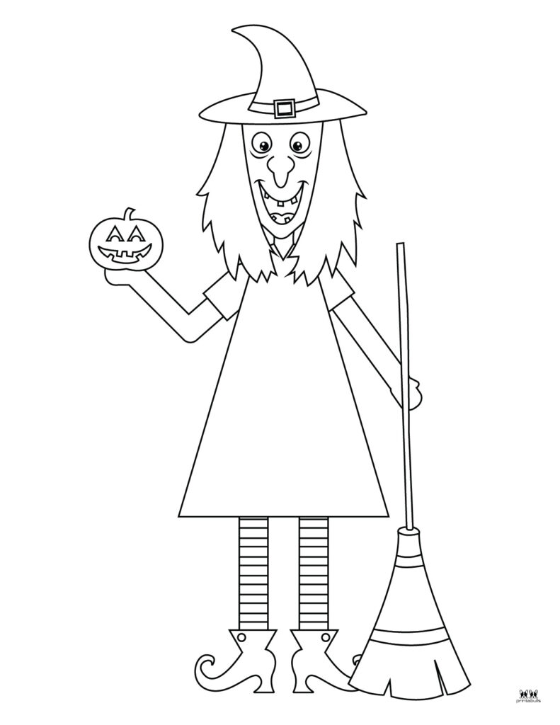 flying witch coloring page