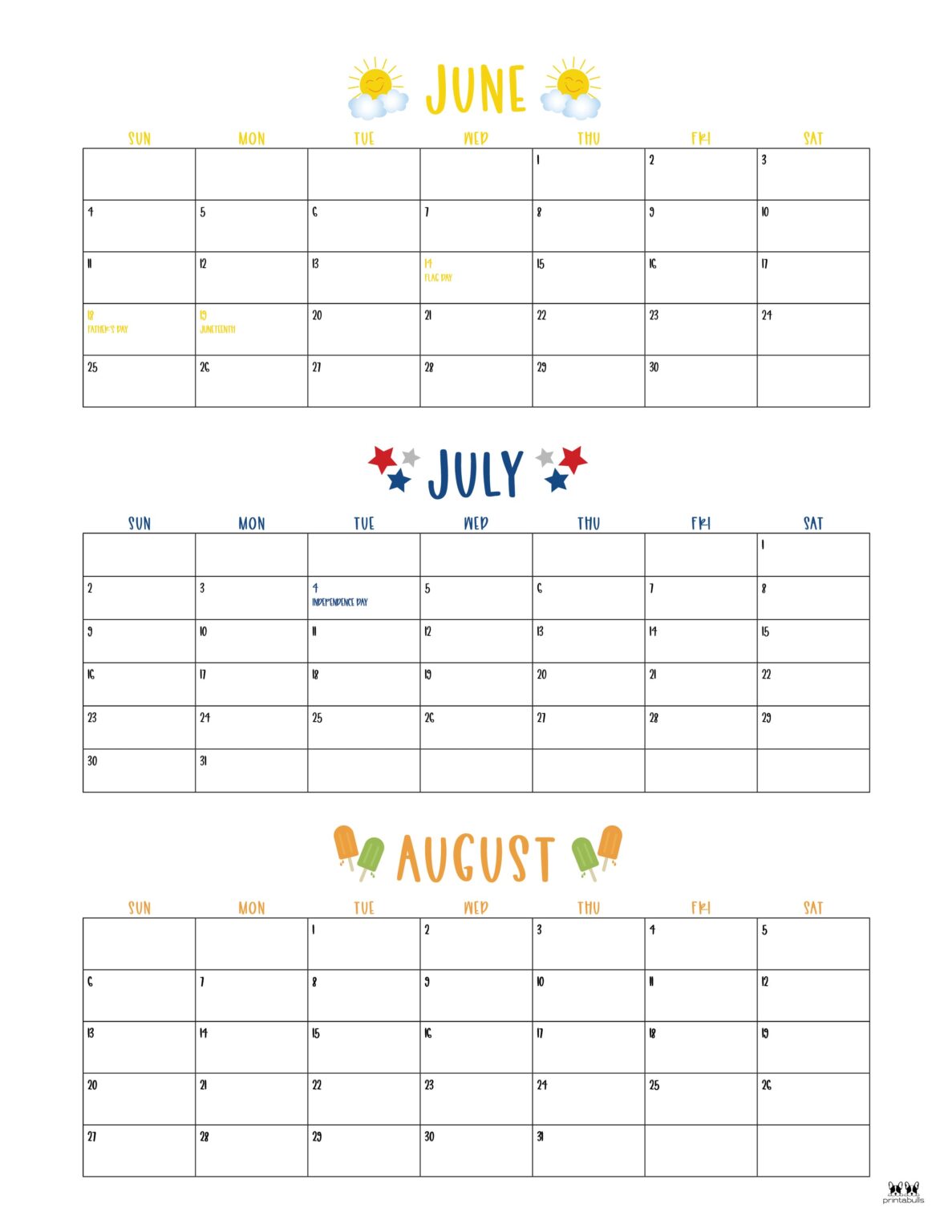 Printable Summer Calendar 2024