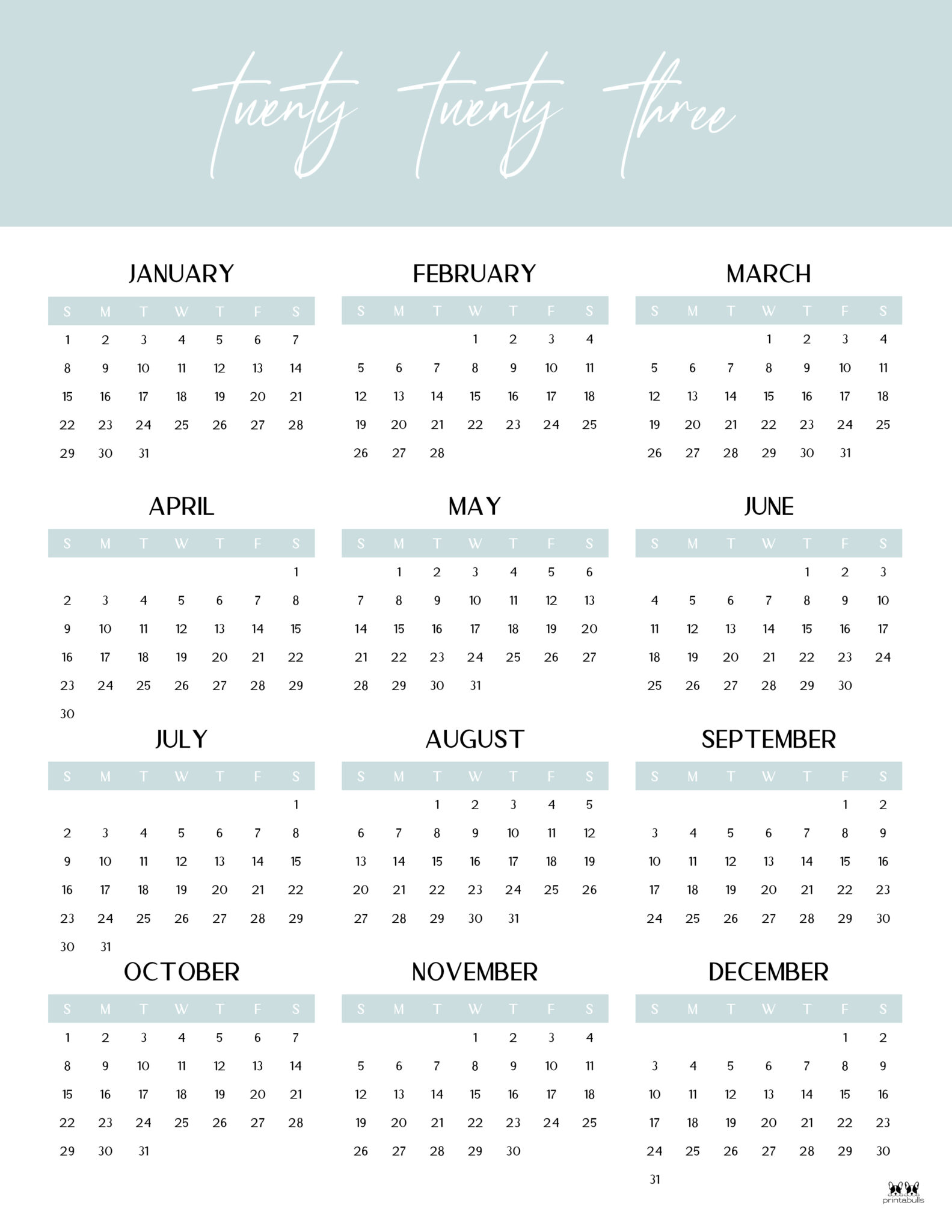 2023 Yearly Calendars - 28 Free Printables 