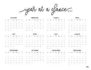 2023 Yearly Calendars - 28 FREE Printables | Printabulls