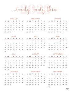 2023 Yearly Calendars - 28 Free Printables 