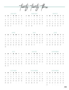 2023 Yearly Calendars - 28 FREE Printables | Printabulls