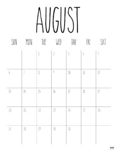 August 2023 Calendars - 50 FREE Printables | Printabulls