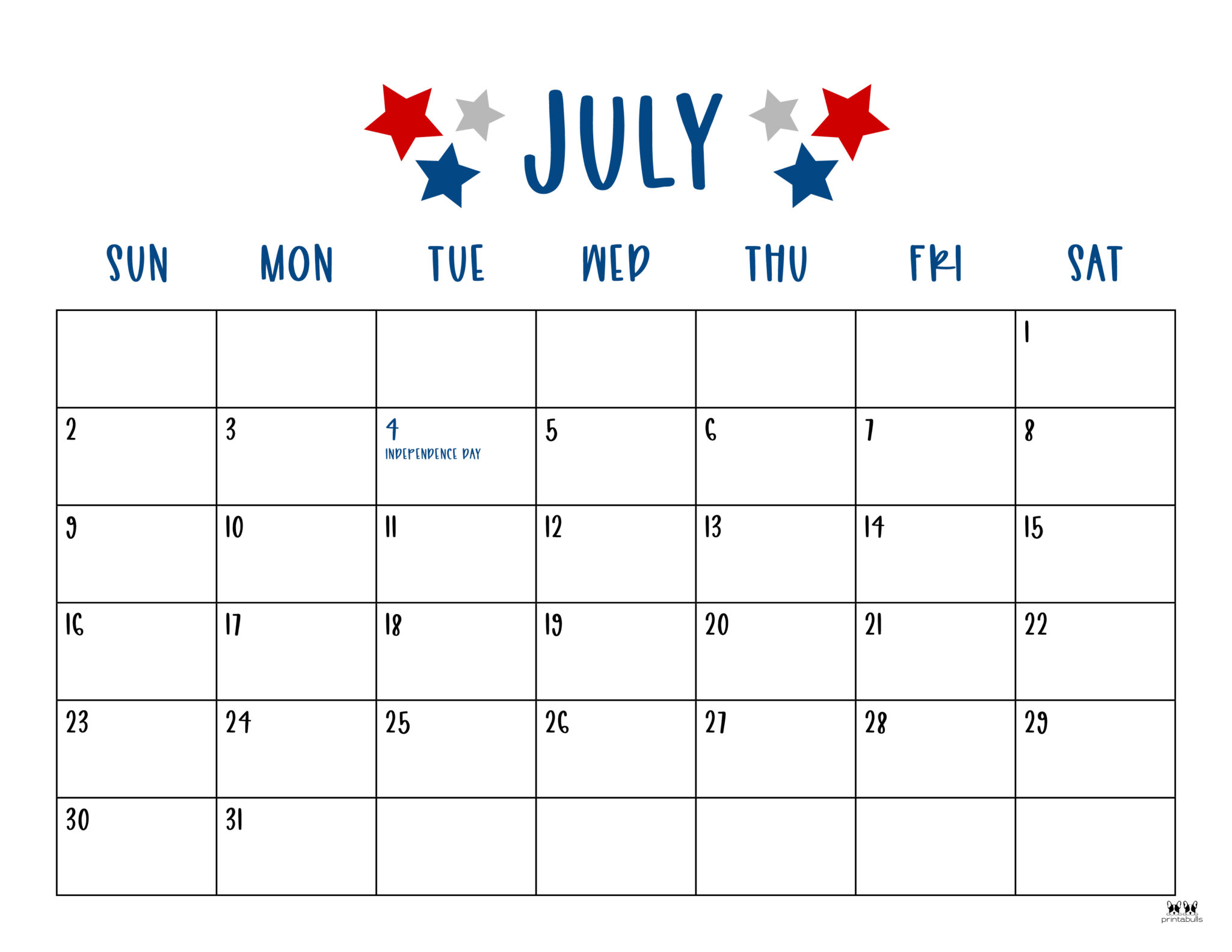 July 2025 Calendars 50 FREE Printables Printabulls