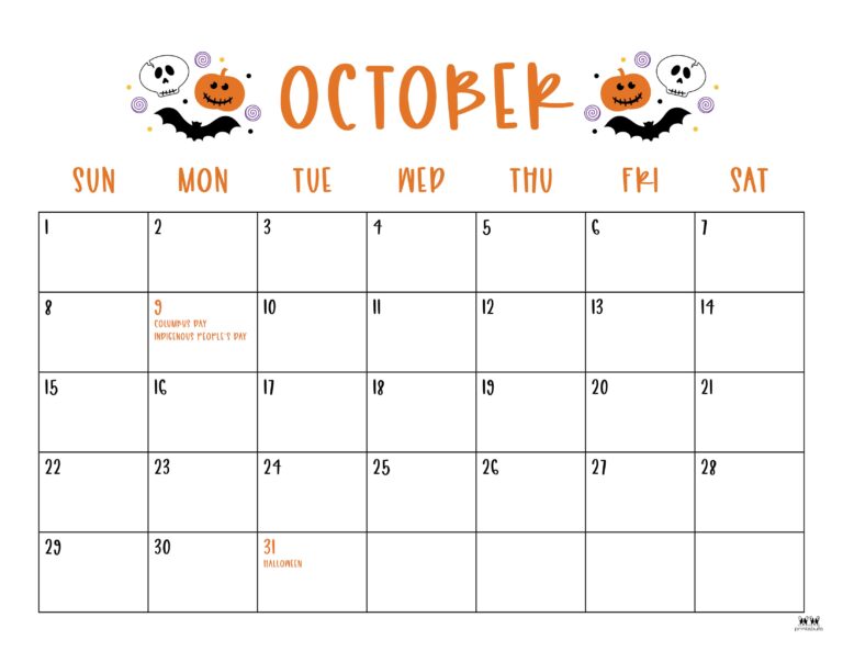 October 2023 Calendars - 50 FREE Printables | Printabulls