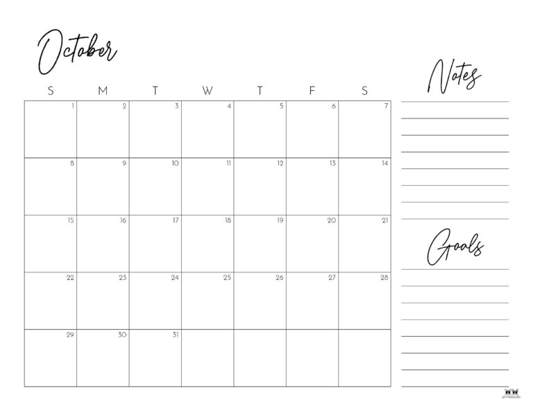 October 2023 Calendars - 50 FREE Printables | Printabulls