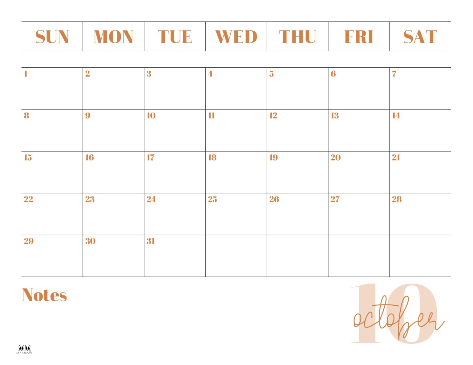 October 2023 Calendars - 50 FREE Printables | Printabulls