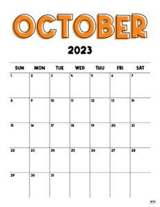 October 2023 Calendars - 50 FREE Printables | Printabulls