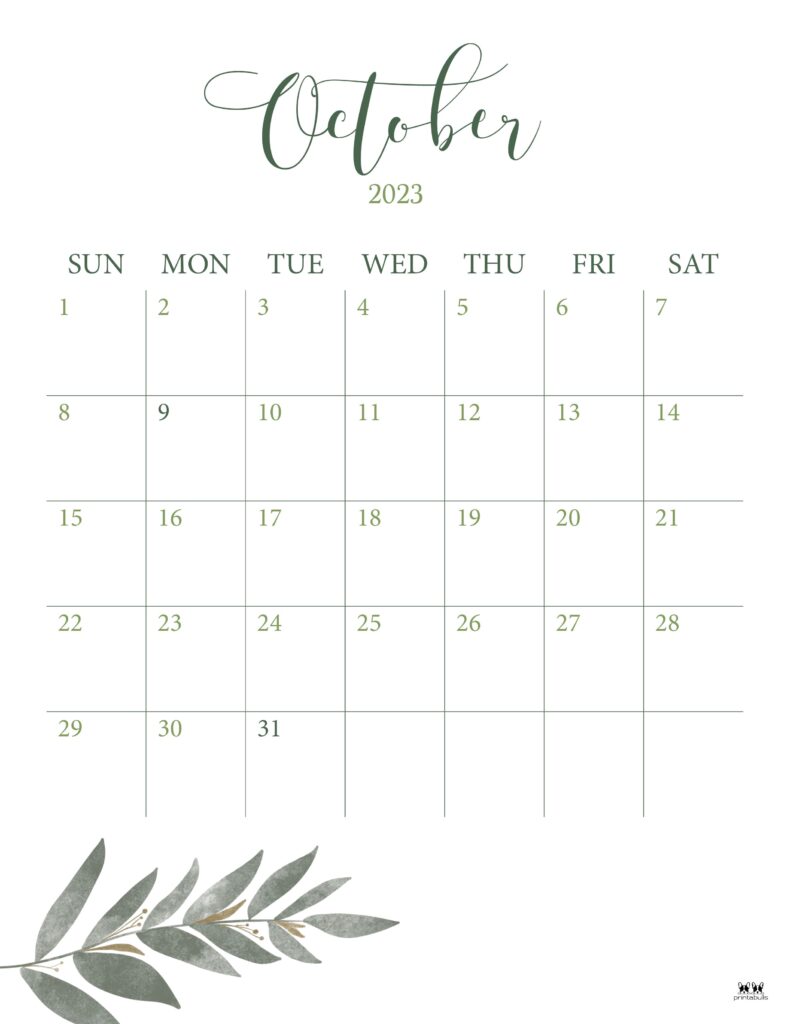 Printable October 2023 Calendar Printable Template Calendar