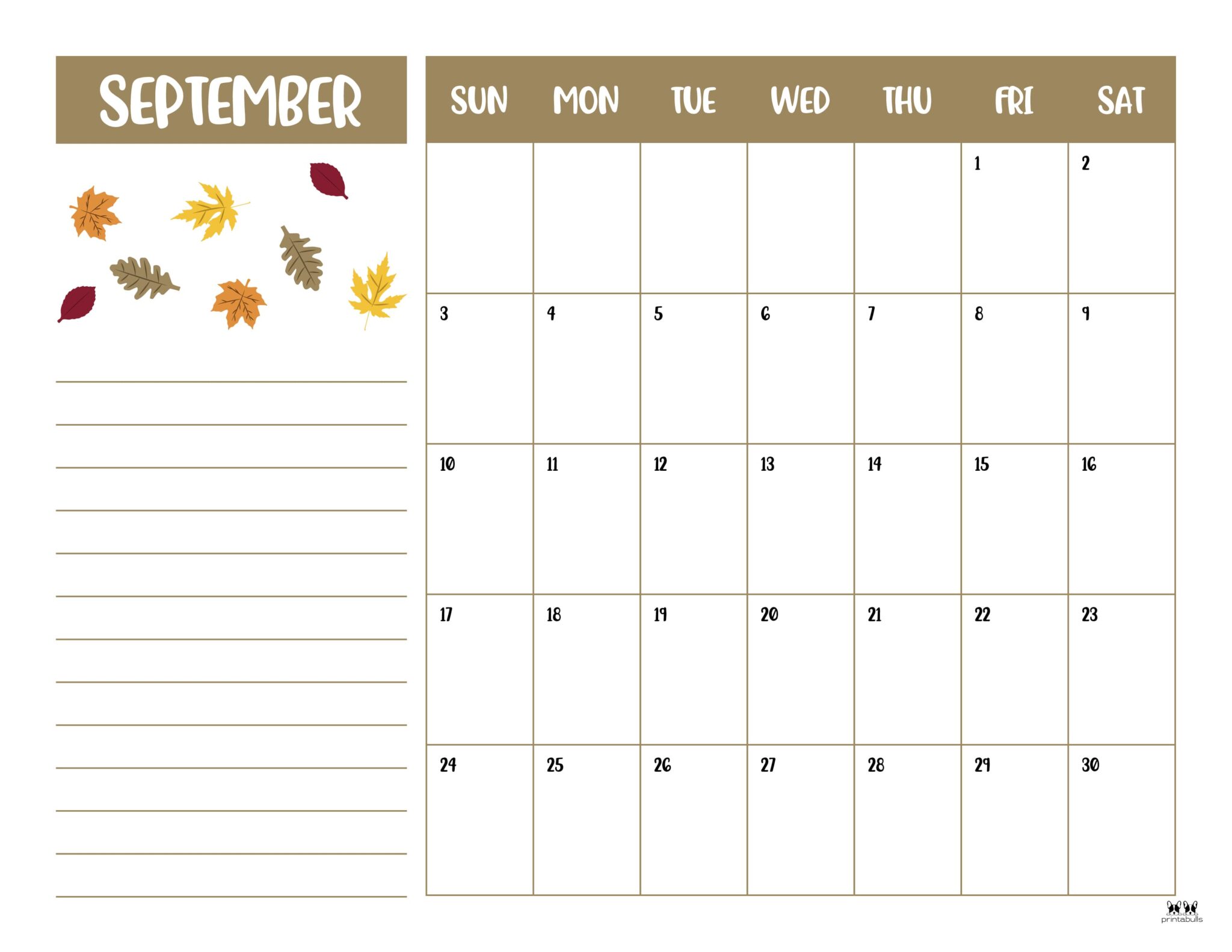 September 2023 Calendars - 50 FREE Printables | Printabulls