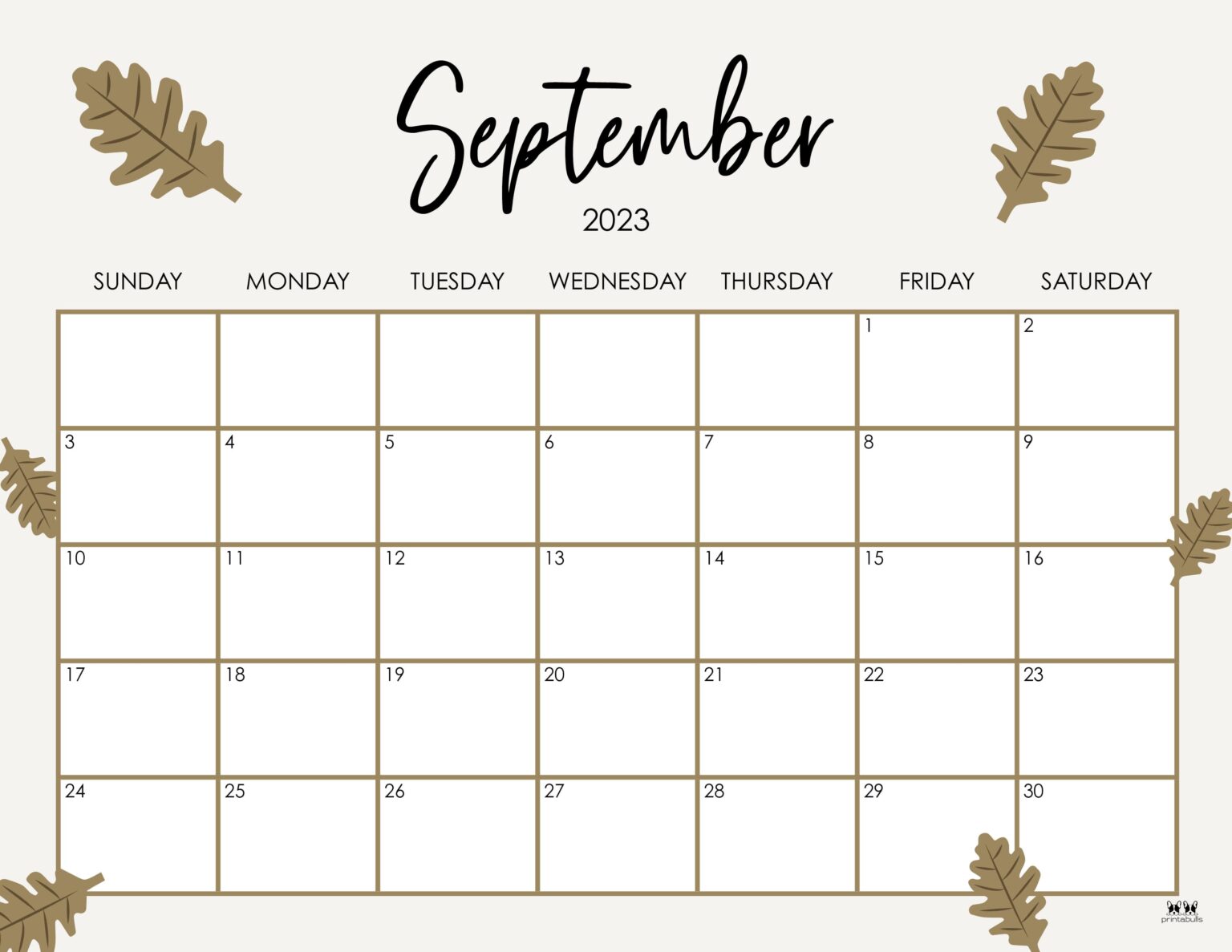 September 2023 Calendars 50 FREE Printables Printabulls