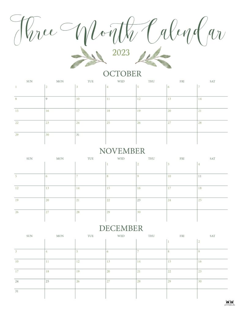 Printable 3 Month Calendar 2023 Printable Template Calendar