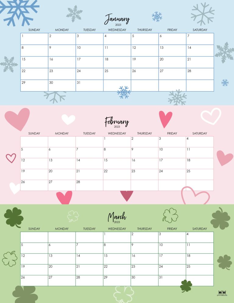 Three Month/Quarterly Calendars - 32 FREE Calendars | Printabulls