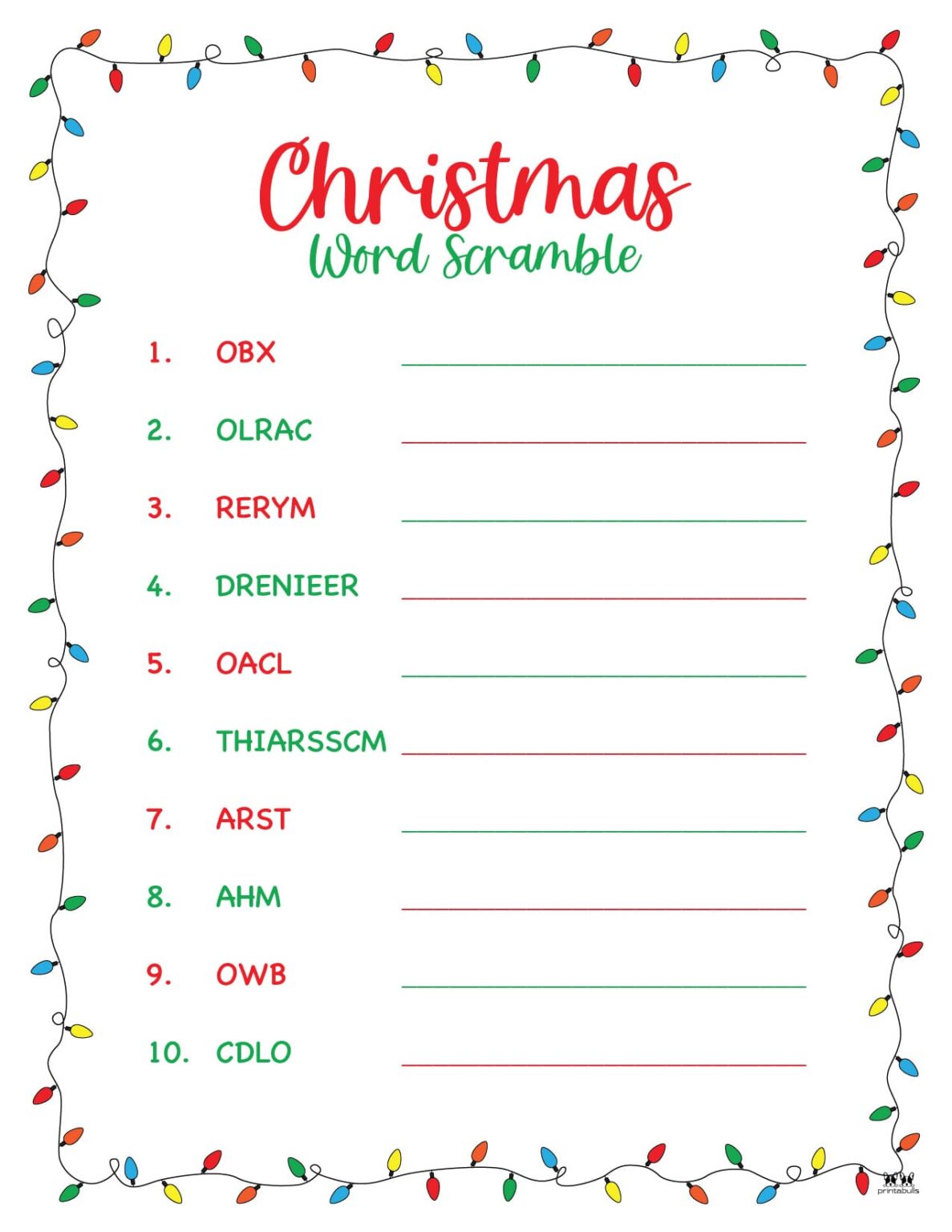 Christmas Word Scrambles - 15 FREE Printables | Printabulls