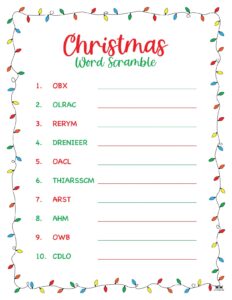 Christmas Word Scrambles - 15 FREE Printables | Printabulls