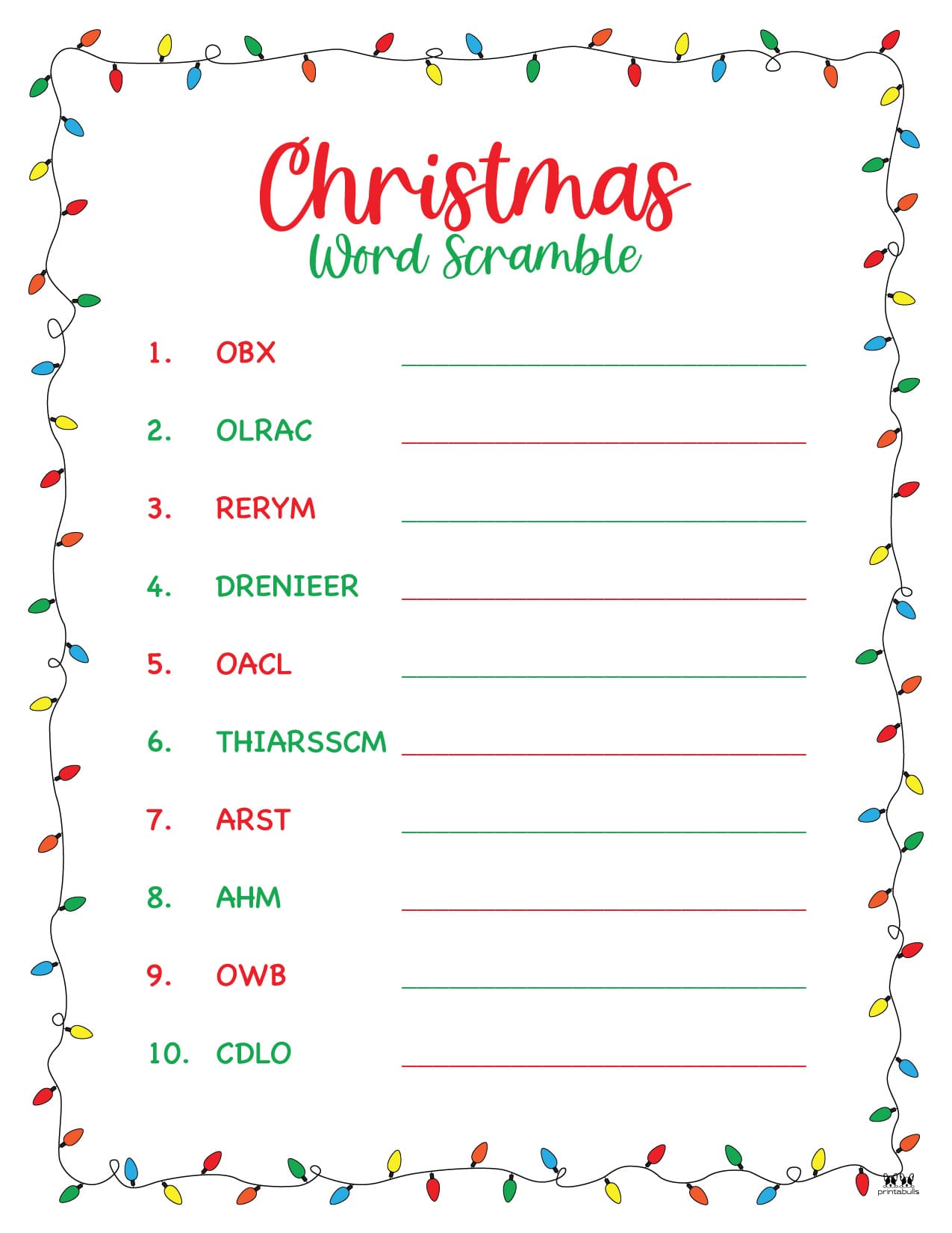 Christmas Word Scrambles 15 FREE Printables Printabulls