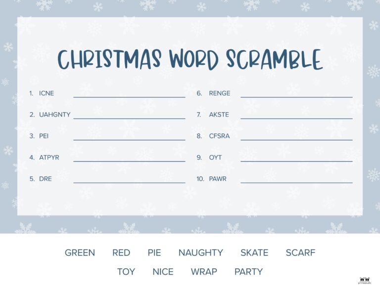 Christmas Word Scrambles - 15 FREE Printables | Printabulls