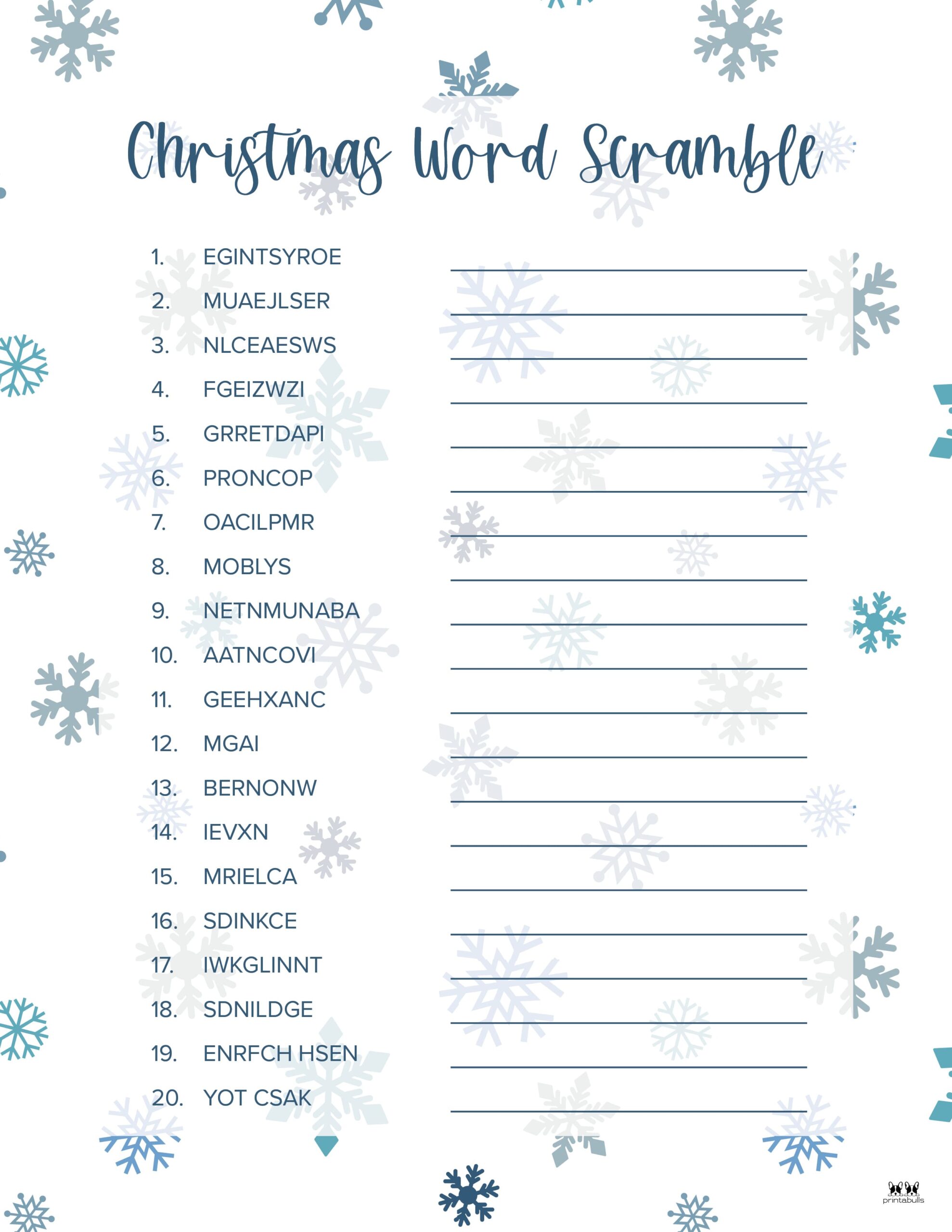 Christmas Word Scrambles - 15 FREE Printables | Printabulls