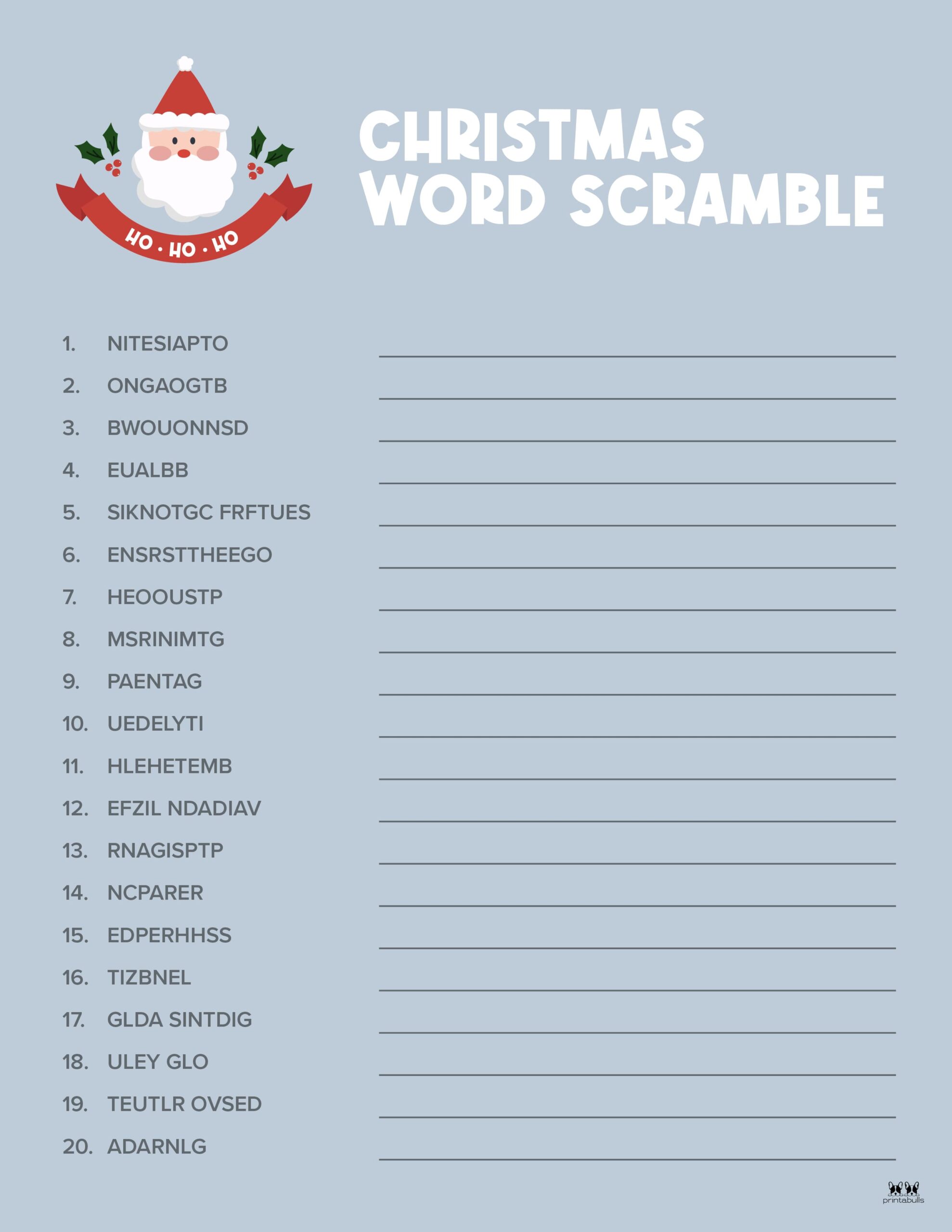 Christmas Word Scrambles Free Printables Printabulls