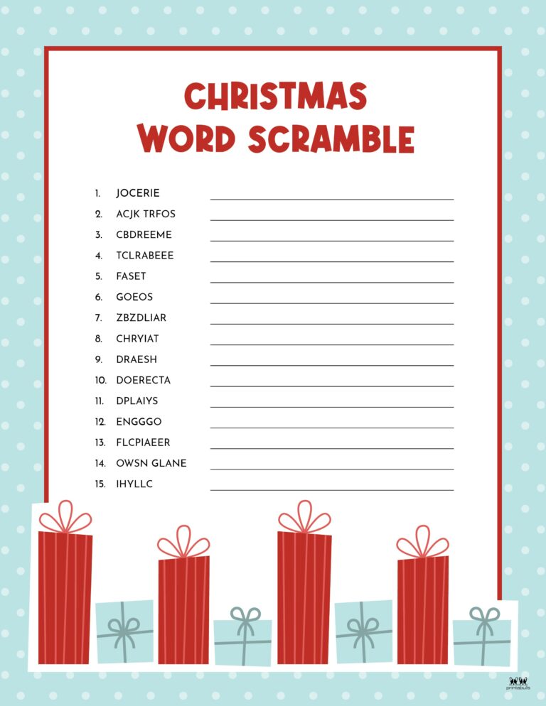 Christmas Word Scrambles - 15 FREE Printables | Printabulls