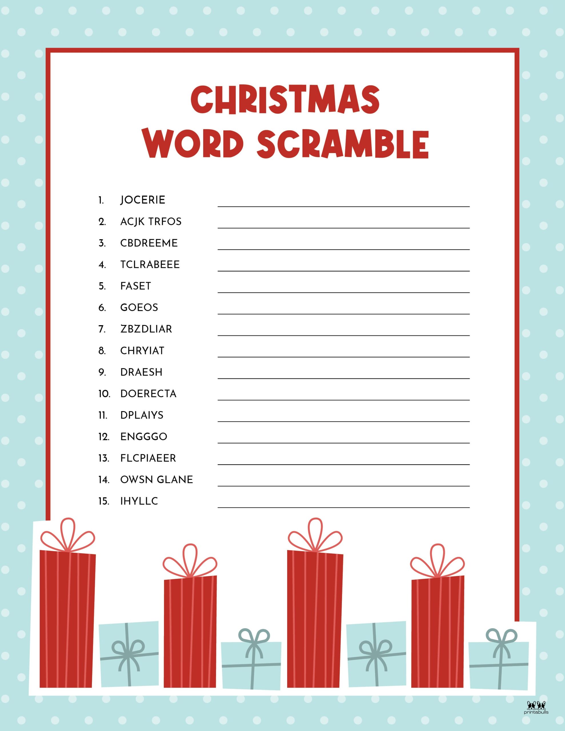 Christmas Word Scrambles 15 FREE Printables Printabulls