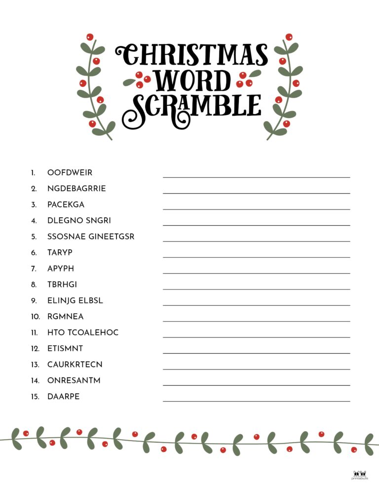 Christmas Word Scrambles - 15 FREE Printables | Printabulls