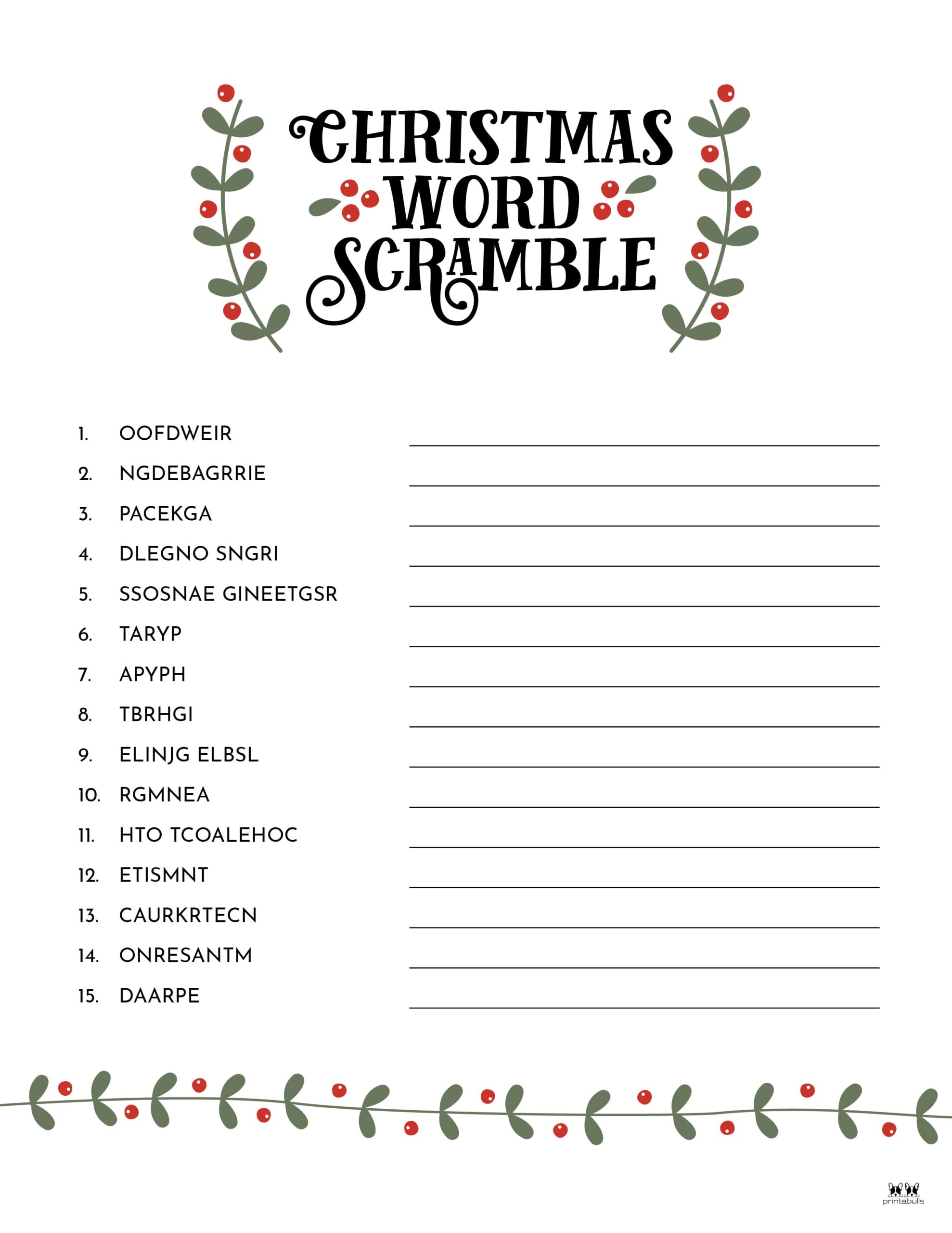 Christmas Word Scrambles 15 FREE Printables PrintaBulk