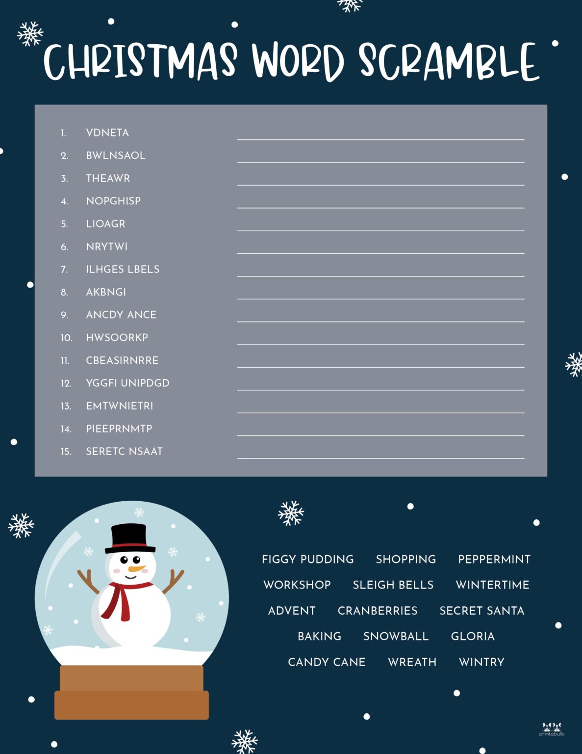 Christmas Word Scrambles - 15 FREE Printables | Printabulls