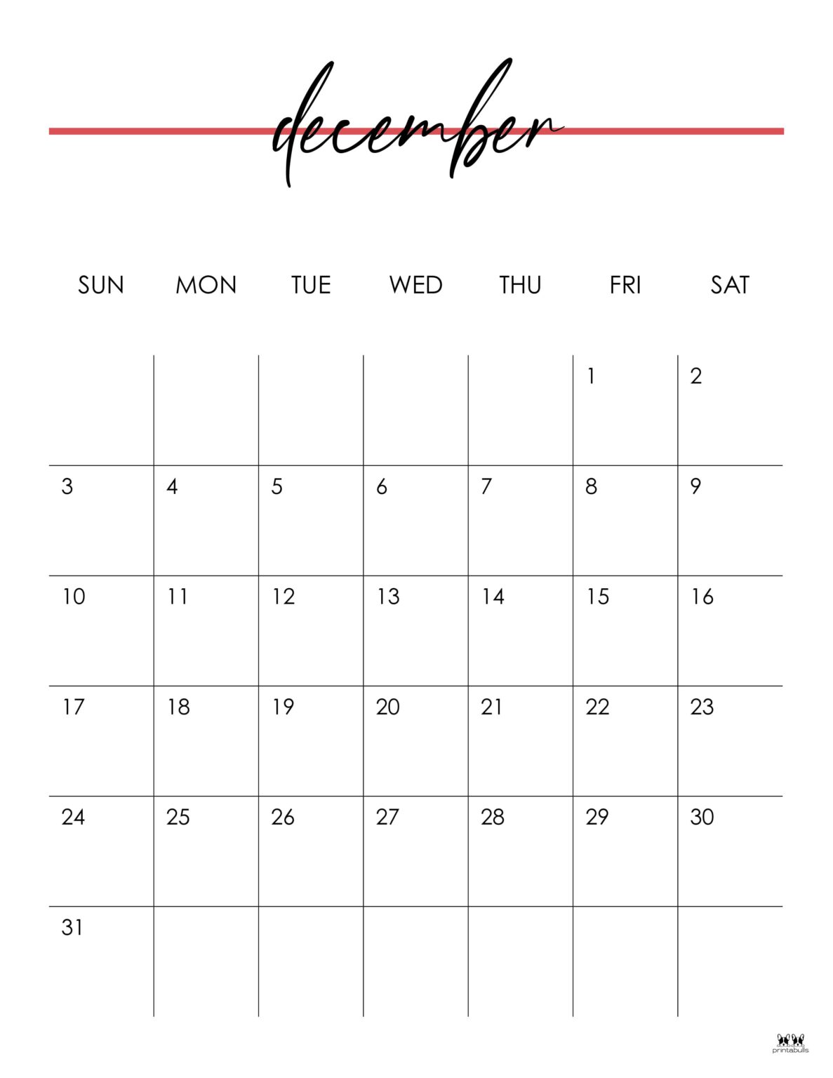 December 2023 Calendars - 50 FREE Printables | Printabulls