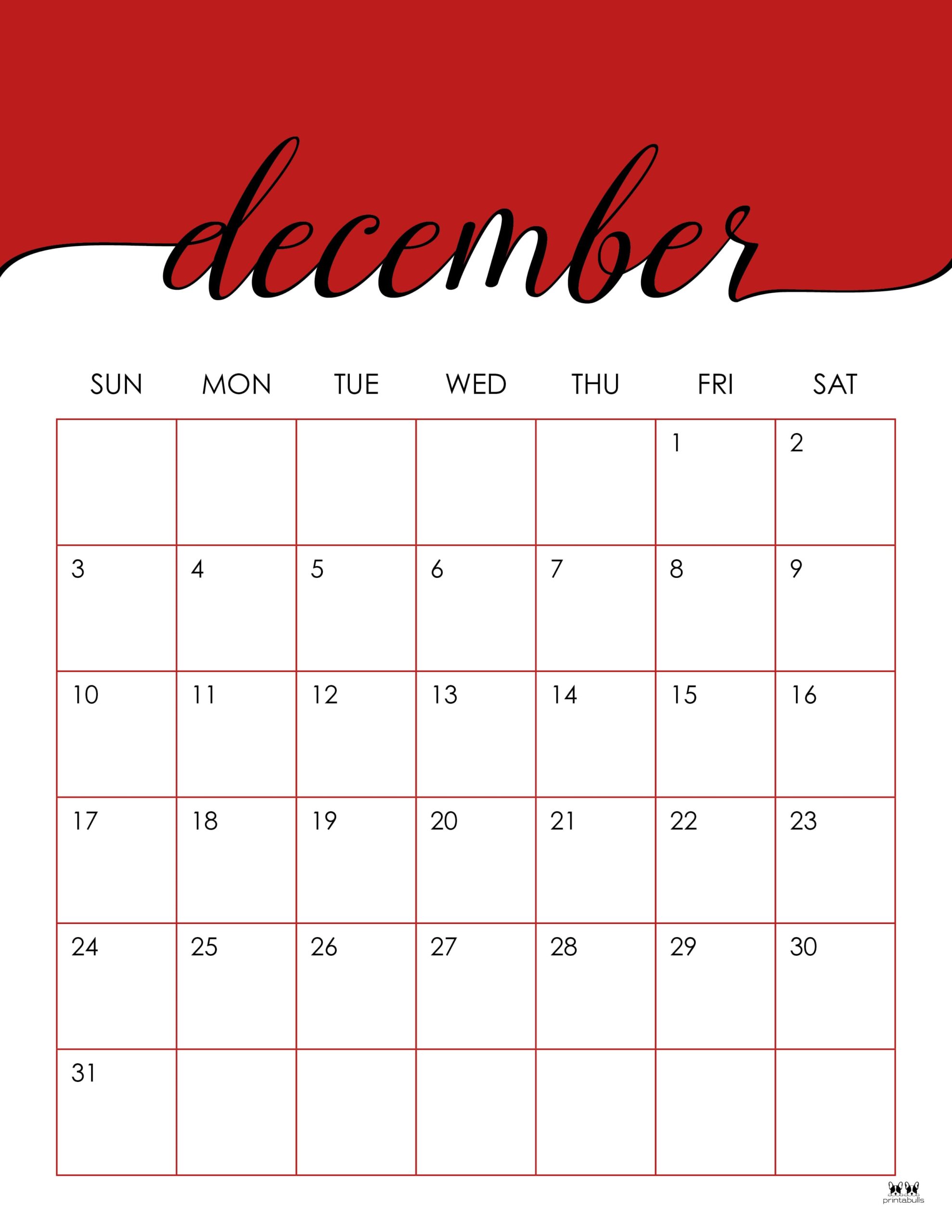 December 2023 Calendars - 50 FREE Printables | Printabulls
